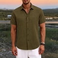 thumbnail image 4 of JSheng Men's Shirts Summer Linen Hawaiian Solid Color Short Sleeves Beach With Button Blouse Shirt Green XXL, 4 of 4