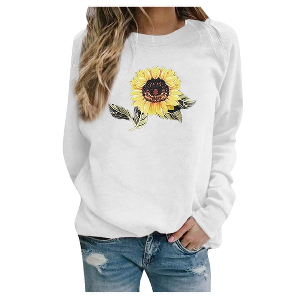 Puntoco Suéter Mujer Girasol Impreso Jersey Sudadera Manga Larga Sudadera Navidad Liquidación Puntoco Puntoco-4079