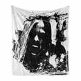 thumbnail image 1 of Zombie Soft Flannel Fleece Throw Blanket, Horror Sketch of a Crazy Man in Pain Screaming Portrait Evil Style Display, Cozy Plush for Indoor and Outdoor Use, 50" x 70", Black White, by Ambesonne, 1 of 6