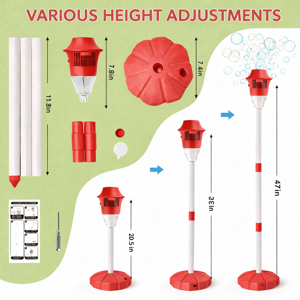 Garden Bubble Machine,Automatic Bubble Torch Garden Lamp ,47in Stand Tiki Torchs Bubbles Machine with Lights, Rechargeable Outdoor Torch Bubbles Machine for Wedding Birthday Party （Pink)