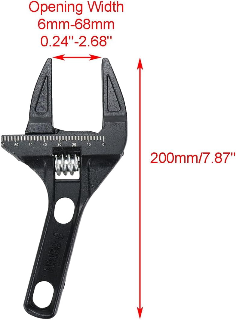 MKEUDQ-1Pc Adjustable Wrench 6-68mm Plumbing Wrench Spanner Wrench for Bathroom Kitchen Black