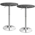 thumbnail image 1 of Gymax 2PCS Round Pub Table Swivel Adjustable Bar Table w/Faux Marble Top Black, 1 of 10