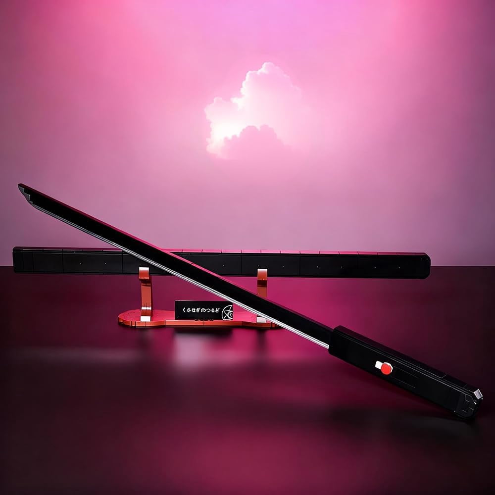 Magic Holy Sword Building Block Set, 431 PCS Katana Model Kit for Cosplay Collection, DIY Anime Sword Weapon Construction Toy with Scabbard and Stand