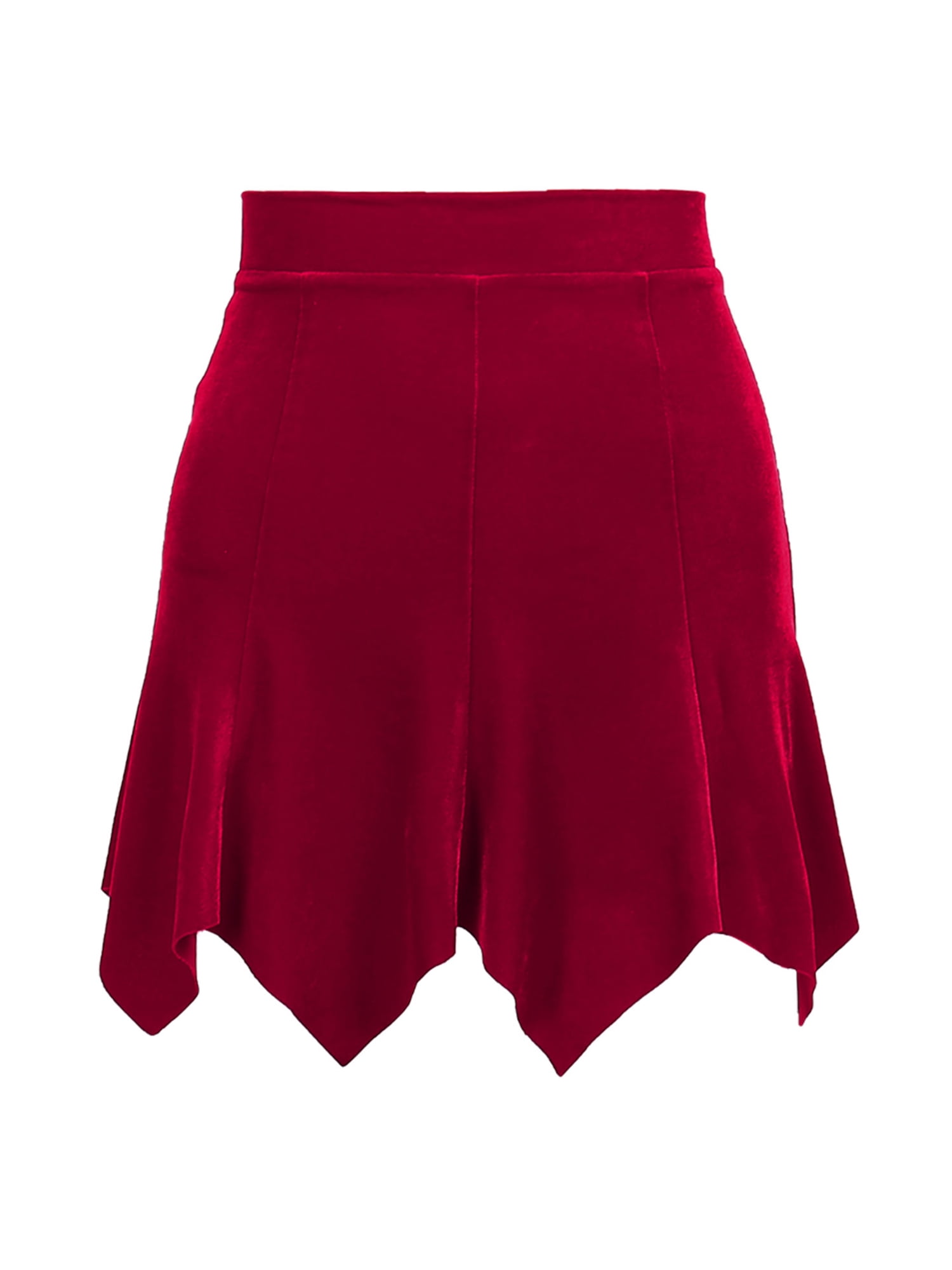 Women's Velvet Mini Skirt Gothic High Waist Zip Up Irregular Hem A-line  Skirt E-Girl Streetwear - Walmart.com
