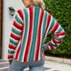 thumbnail image 4 of Suéter con frente abierto para mujer, cuello en V, bloques de color, rayas, ajuste holgado, prendas de vestir exteriores de punto con botones, gris XL, 4 of 6