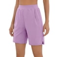 thumbnail image 6 of Bloomae Womens Yoga Shorts Loose Comfy Stretchy Lounge Bermuda Shorts Lightweight Side Slit Athletic Work Business Short Pants with Pockets, 6 of 10