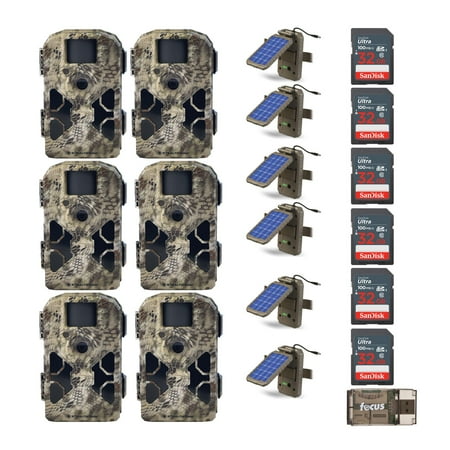 Stealth Cam G42NG 32-Megapixel No Glow Trail Camera with Solar Power Panel 32GB Card (6-Pack) & Card Reader
