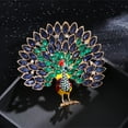 thumbnail image 4 of Fancy Rhinestone Big Peacock Brooch Pin for Women Gold Plated Fashion Exquisite Exaggerated Crystal Bird Tail Animal Brooches Lapel Pins Wedding Costume Accessories Jewelry, 4 of 6