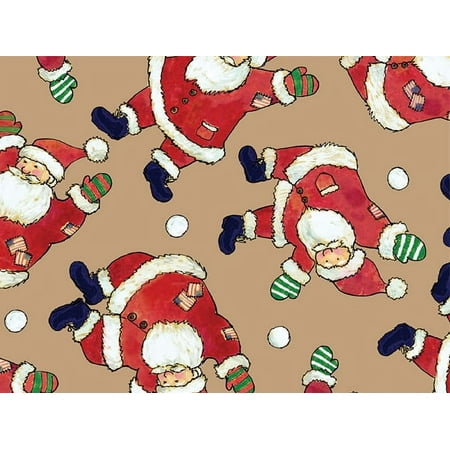 Pack of 1, Santa Celebration 18" x 417' Half Ream Roll Gift Wrap (Kraft) for Holiday, Party, Kids' Birthday & Special Occasion Packaging