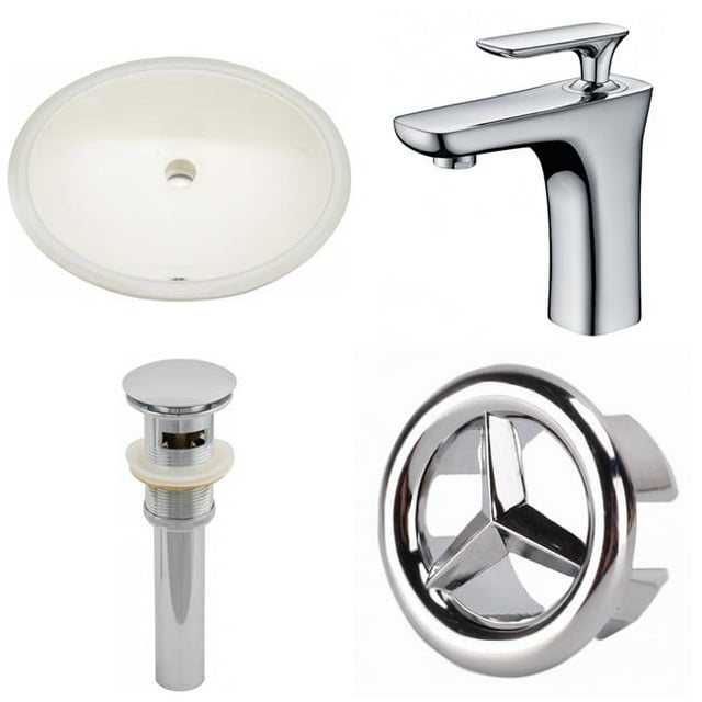 American Imaginations AI-26052 Évier Ovale en Biscuit de 19,75 Po en Forme de CUPC - Chrome Hardware