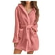 thumbnail image 1 of Batas Para Mujer Invierno Cálido Albornoz de Lana Suave Color Sólido Manga Larga Cuello en V Fajas Pokets Fleece Faux Velvet Ropa de Dormir Vestido Camisón Traje Odeerbi  ODB188193, 1 of 9