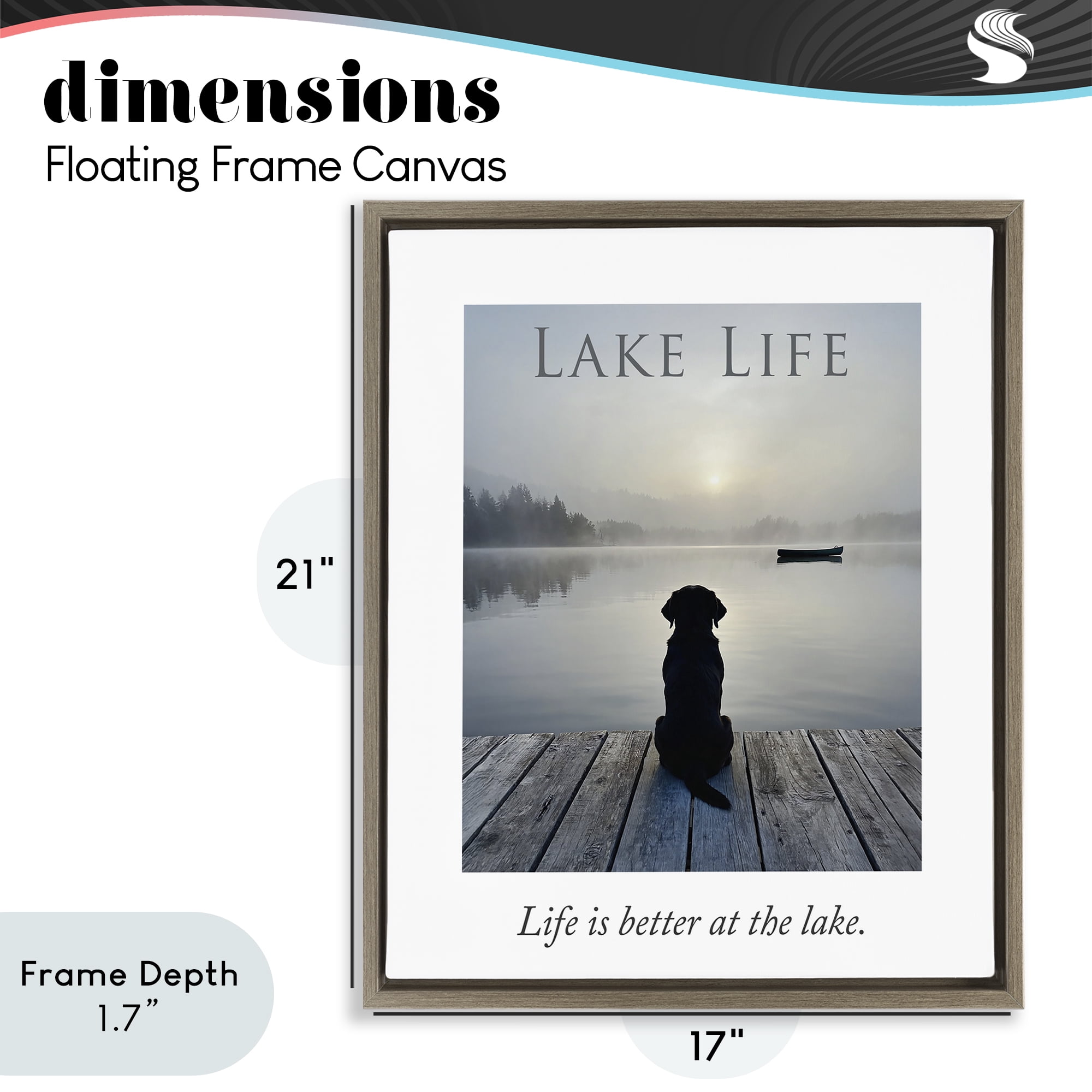 Stupell Industries Lake Life with Dog Brown Framed Floater Canvas Wall Art, design by A Barefoot Stylist