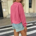 thumbnail image 6 of Feancey Corduroy Long Sleeve Shirts for Women Half Button Collar Pullover Tops Fall Casual Lightweight Sweatshirt Solid Color Loose Tunic Tees Pink L, 6 of 7