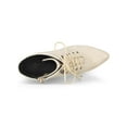 thumbnail image 4 of BLISSFUL STEP Women's Ankle Boots Faux Suede Lace Up Pointed Toe Stiletto Heel Ankle Booties Beige 9.5, 4 of 8