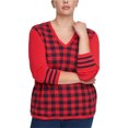 thumbnail image 1 of Tommy Hilfiger Mujer Buffalo Check Pullover Suéter, Rojo, 0X, 1 of 1