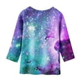 thumbnail image 3 of Girls T Shirts Kids Fashion Starry Sky Print Crewneck 3/4 Sleeve Kids Clothes, 3 of 4