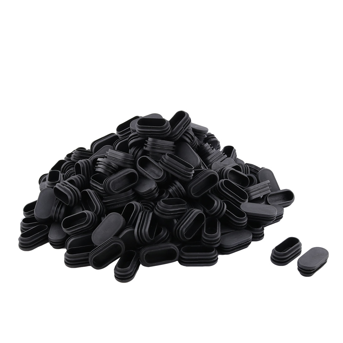 Furniture Plastic Oval Chair Feet Protector Tube Insert Black 25mm x