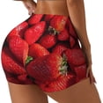 thumbnail image 2 of Kdxio Strawberry Red Print Workout Shorts for Women Seamless Soft Smooth Gym Yoga Scrunch Active Shorts, 2 of 9