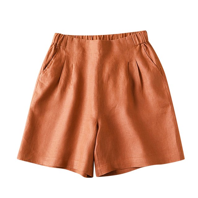 Women Casual Cotton Linen Shorts Drawstring Comfy Elastic Waist Shorts Summer Loose Pull On Short Pants with Pockets