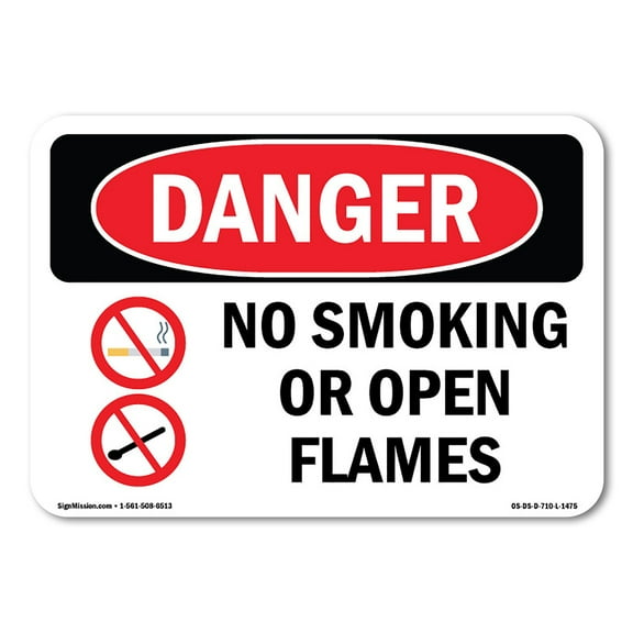 OSHA Danger Sign - No Smoking Or Open Flames |  Aluminum Sign | Protect Your Business, Construction Site, Warehouse & Shop Area |  Made in The USA