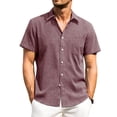 thumbnail image 1 of Camisa Alimens & Gentle de lino para hombre, manga corta, color rojo vino, 2XL, 1 of 5