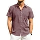 thumbnail image 1 of Camisa Alimens & Gentle de lino para hombre, manga corta, color rojo vino, 2XL, 1 of 5