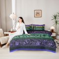 thumbnail image 5 of Homewish Bohemian Geometric Stripes 7-Piece Twin Bedding,Retro Floral Bedding Comforter Set,Purple,Black Reversible, 5 of 8