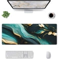 thumbnail image 2 of Blue Gold Swirls Marble Extended Big Mouse Pad Large,XL Gaming Mouse Pad Desk Pad,31.5x11.8inch Long Computer Keyboard Mouse Mat Mousepad with 3mm Non-Slip Base and Stitched Edge for Home Office Work, 2 of 6