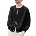 thumbnail image 1 of fheaev Sweater for Men Fall Soft Classic Pullover Top Man Solid-Color Casual Elastic Knitwear Button-Up Long Sleeve Coarse-Needle Cardigan Round-Neck Sweater, 1 of 4