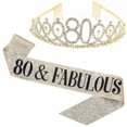 thumbnail image 1 of Women Glittering Rhinestone Letter Print Sash Tiara Set Birthday Party Supplies, 1 of 5
