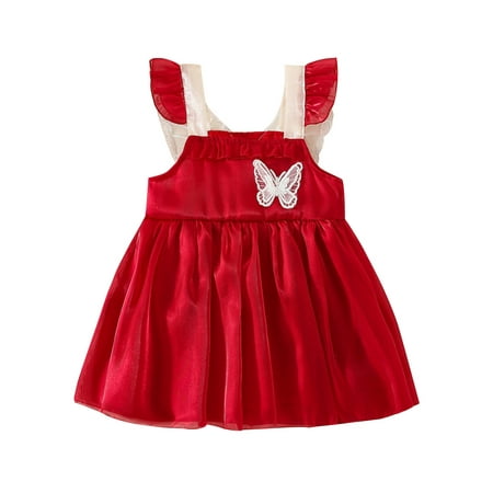 

Bagilaanoe Toddler Baby Girl Summer Dress Sleeveless A-line Party Dresses with Butterfly Wings 9M 12M 18M 24M 3T Infant Casual Swing Sundress