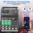 thumbnail image 3 of 4 Channel Audio Mixer, Professional with Dual Wireless Microphone, Sound Board Console System Interface DJ Mixer BT USB MP3 Computer Input 48V Phantom Power, Suitable for DJ Karaoke Guitar, 3 of 7