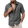 thumbnail image 7 of Cmfcve Men's Linen Shirts Short Sleeve Button Down Shirts Wrinkle Resistant Casual Vacation Beach Summer Tops, 7 of 7