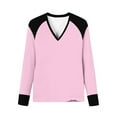 thumbnail image 4 of QUNYINEY Soft Long Sleeve Shirts for Women Colorblock Crew Neck Tops Pullover Loose Fit Classic T-Shirt, 4 of 6