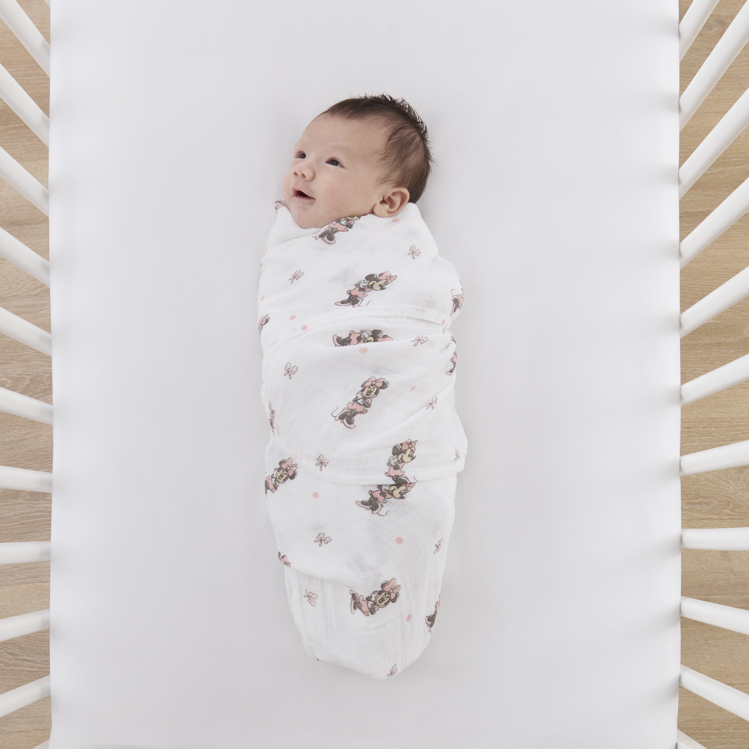 Minnie Mouse 2-Pack 100% Cotton Muslin Swaddle Blankets, Pink for Infant Girls