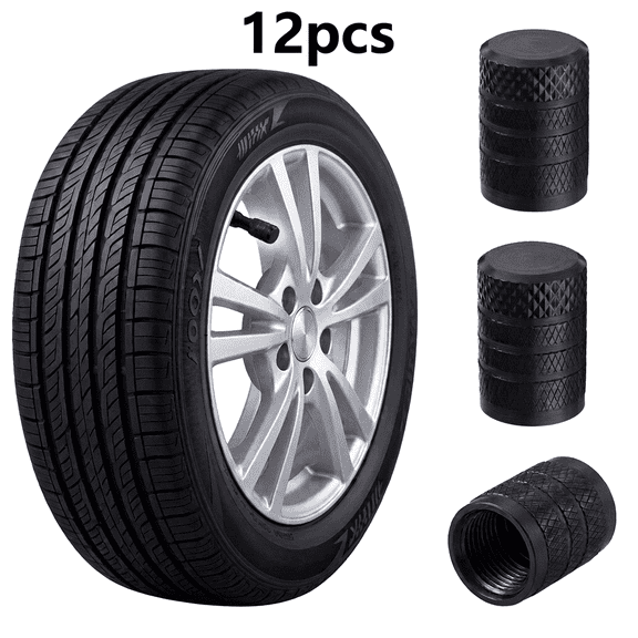 ROSEXIXI valve caps for tires 12pcs Black Aluminum for all vehicle models