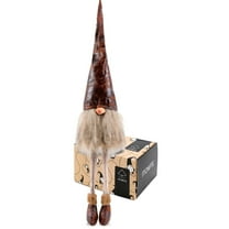 Handmade Swedish Gnome, Scandinavian Tomte, Yule Santa Faceless Brown Nose Gnome， Winter Table Ornament, Christmas Decorations, Holiday Presents- Long Legs for Fun Poses，Gnomes Christmas Brown Leathe