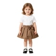thumbnail image 4 of Fgnfyis Girls School Uniform Skirt Soft Pleated Solid Color A Line Elastic Waistband Toddler Bowknot Skirts for Girls Khaki 9-12 Months, 4 of 5