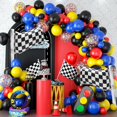 thumbnail image 4 of Suministros para fiestas temáticas de coches de carreras con bandera a cuadros de Globoons GOTPASS, 4 of 5