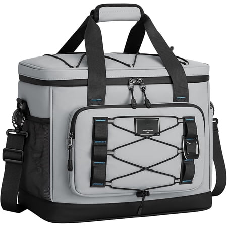 Large Insulated Cooler Bag, 50 Can Soft Sided Collapsible Ice Chest for Camping, Travel, Grocery, Kayaking & Beach (, Leak-Proof, 30L)
