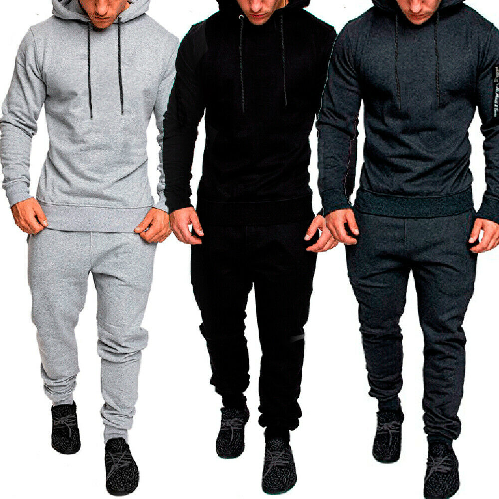 FOCUSNORM - Mens Tracksuit Top Bottom Sport Jogging Sweat Suit Trousers Pant Hoodie Coat 