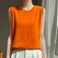 thumbnail image 2 of Wyobmus Womens Kintted Tank Top Form-Fitting Crew Neck Pullover Sweaters Casual Sleeveless Plain Fall Winter Basic Tops C-Orange, 2 of 4
