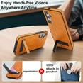 thumbnail image 3 of for Samsung Galaxy S23 FE PU Leather Back Case, Built-in Invisible Stand [Compatible with Magsafe] Protective Slim Kickstand Anti-fall Phone Cover Compatible with Samsung Galaxy S23 FE, Khaki, 3 of 8