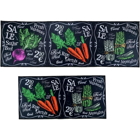 Kitchen Rug Set of 2, Farmhouse Kitchen Rug, Sunflower Kitchen Mat,Kitchen Rugs and Mats Non Skid Washable 16 x 31.5 in 16 x 47.3 in (Vegetable Rugs-1)