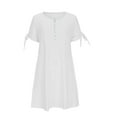 thumbnail image 4 of Aboser Womens Summer Short Dress V Neck Short Sleeve Sundresses Hollow Out A Line Mini Dresses Ruffle Cute Casual Beach Party Dresses, 4 of 6