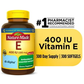 Nature Made Vitamin E 180 mg (400 IU) dl-Alpha Softgels, 300 Count, Mega Size