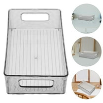 FRCOLOR Clear Plastic Storage Bins with Handles for Kitchen and Refrigerator Organization Rectangular Freezer Organizer Bins for Home and Pantry Storage Grey