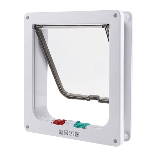 Puerta para gatos mediana con cierre de 4 vías para puertas interiores y exteriores, puerta para mascotas resistente a la intemperie para gatos, perritos, gatitos y gatitos con circunferenci