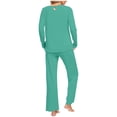thumbnail image 5 of Kaemgyyd 2 Pack Women's Pajama Set Long Sleeve Pleated Top with Wide Leg Pants Lounge Sets Sleepwear with Pockets, 5 of 6