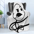 thumbnail image 4 of Humor Soft Flannel Fleece Blanket, Funny Stickman on the Table with Grumpy Forever Alone Facial Expression Design, Cozy Plush for Indoor and Outdoor Use, 60" x 80", Black and White, by Ambesonne, 4 of 5